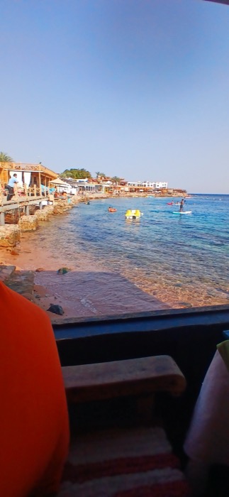 Seaside boardwalk in Dahab, Egypt